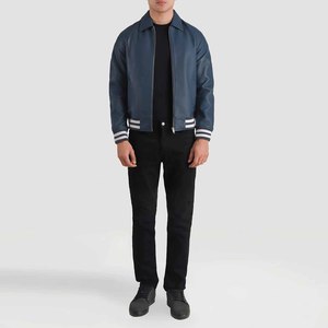 Vestes de sport personnalisables pour hommes, légères, d'hiver, décontractées, en cuir véritable, écologiques, avec fermeture éclair, brodées et enduites - Product Image 1