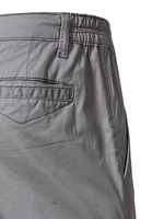 Men's Navy 100% Cotton Solid Button High Shorts Non-Stretch Casual Everyday Side Pockets Zipper Fly Machine Washable Regular Fit