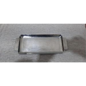 Plateau de service rectangulaire en métal martelé avec poignées, en acier inoxydable, plateau décoratif, vente en gros, plateau alimentaire pour hôtels et restaurants - Product Image 5
