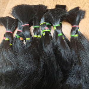 Cheveux humains vierges indiens en vrac, cheveux de temple, cheveux bruts d'Inde du Sud, double trame machine, toutes couleurs, pour tissage - Product Image 1