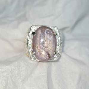 Sapphire Mens <b>Ring</b> Alpaca Mixed Metal Handmade Gemstone Silver <b>Ring</b> Luxury Jewelry Gift For Men <b>Statement</b> <b>Ring</b> - Product Image 1