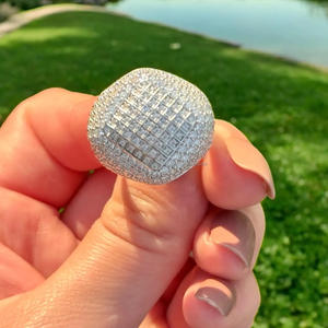 Anillos de Plata de Ley 925 con Baño de Platino y Moissanita, Estilo Hip Hop, Engaste Pavé, Joyería Unisex para Hombre, Regalo de Aniversario - Product Image 1