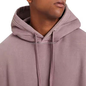 Sudadera con capucha de lana gruesa para hombre, ropa deportiva atlética de ganchillo de gran tamaño, logotipo personalizado bordado, dobladillo crudo estampado de invierno - Product Image 3