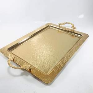 Bandeja de Servicio Rectangular de Aluminio Fundido, Decorativa, con Asas - Product Image 3