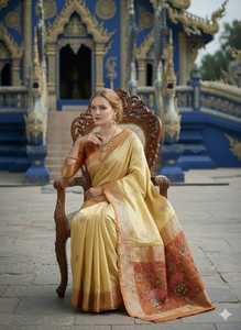 ชุดเสื้อส่าหรีผ้าไหมพรีเมียมพร้อมสวมใส่ ชุดเสื้อผ้าอินเดียปากีสถานแบบดั้งเดิม ความยาวคลุมเท้า ไม่ยับ แห้งเร็ว เหมาะสำหรับงานปาร์ตี้ - Product Image 5