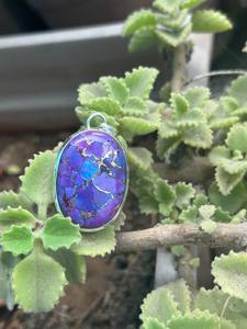 Colgante de turquesa cobre púrpura, piedra preciosa ovalada, plata de ley 925, joyería artesanal con piedras preciosas para mujer, joyería fina. - Product Image 2