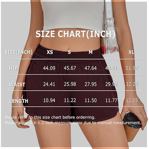 Shorts de sport pour femme taille haute élastique prune foncé, fluides, respirants, séchage rapide, en polyester, pour la course et l'entraînement - Product Image 5
