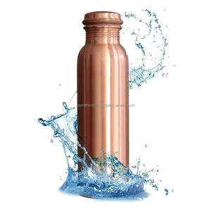 Bouteille d'eau en cuivre artisanale de qualité pour une consommation sûre avec emballage personnalisé d'Inde - Product Image 2