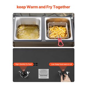 Friteuse Commerciale à Double Cuve 8QTx2 en Acier Inoxydable, à Gaz Propane, pour Extérieur, avec Plateforme Pliable et Double Panier H - Product Image 2