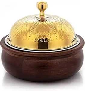 Elegant Dark Ribbed Cooking Pot With Metallic Lid Premium Kitchenware With Handles And Decorative Round Knob - Product Image 3