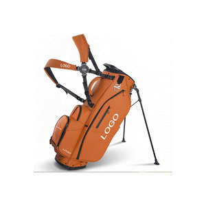 Bolsa de Golf de Piel Sintética Naranja, Color Sólido, Cierre de Cremallera, Gran Capacidad, Múltiples Compartimentos para Adultos, Diseño Impermeable - Product Image 1