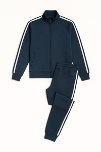 Conjunto Deportivo Personalizado para Hombre con Cierre de Cremallera, Ropa Deportiva con Franjas Laterales Blancas, Traje de Entrenamiento Atlético - Product Image 2