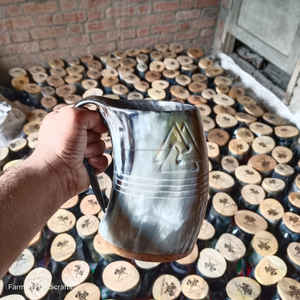 แก้วน้ำทรงถังทำจากเขาควายแกะสลักด้วยมืออย่างหรูหรา ขนาด 16-20 ออนซ์ เป็นมิตรกับสิ่งแวดล้อม บรรจุในกล่องอย่างดี เหมาะสำหรับดื่มเบียร์หรือมี้ดในยุคกลาง - Product Image 6