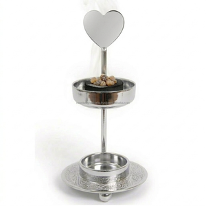 Brûleur à charbon en résine réglable en hauteur avec finition chromée - Product Image 1