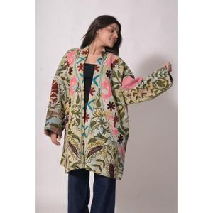 Veste d'hiver et d'automne en coton respirant brodée à la main Suzani, motif floral, style vintage bohème, faite à la main, ethnique, pour femme, idéale pour les festivals - Product Image 4