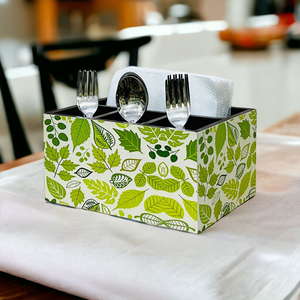 Porte-couverts en bois artisanal à motifs floraux, support multi-compartiments pour ustensiles et serviettes, pour cuisine et salle à manger modernes - Product Image 6