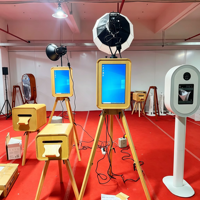 Photomaton en bois de 18,5 pouces avec écran tactile, impression automatique, pour fêtes et mariages, garantie de 2 ans, 12-15 personnes, en libre-service