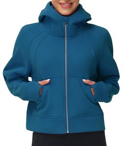 Sudadera con Capucha y Cremallera para Mujer, de Forro Polar, Azul Sólido, Manga Larga, Transpirable, para Otoño - Product Image 1
