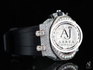 Montre mécanique AARVA JEWELS en acier inoxydable avec incrustation de diamants, chronographe analogique, bracelet en cuir de 20 mm, luxe, logo personnalisé - Product Image 2