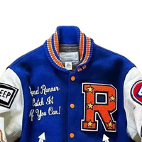 Blouson universitaire de baseball bleu roi en gros, style Letterman personnalisé, manches en laine, unisexe, vintage, hiver, devant