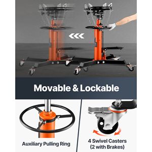Martinetto Idraulico Telescopico per Trasmissione da 1/2 Ton/1100 libbre, a 2 Stadi, con Pedale da 36 Pollici per Manutenzione Veicoli - Product Image 3