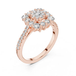 Bague de mariage en or rose 14 carats avec diamant de laboratoire rond pour femme |   Nouveau diamant cultivé - Product Image 4