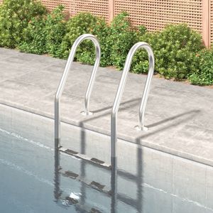 Échelle de piscine en acier inoxydable 304 argenté 21,3x15,0x62,2 pouces - Product Image 1