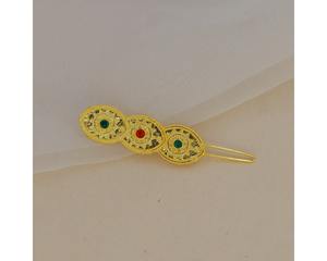 Pasador de Pelo con Diseño de Moda para Mujer, con Piedras Rojas y Verdes, Chapado en Oro Premium, Estilo Árabe, Medio Oriente, Omán, África - Product Image 2