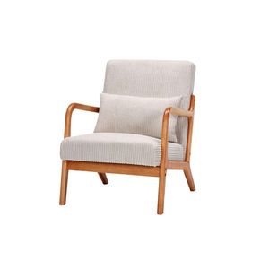 Sillón moderno de mediados de siglo con acento Beige con almohada tapicería marco de madera maciza sala de estar dormitorio balcón Silla de lectura - Product Image 1