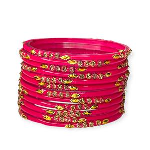 Bracelets en verre tendance plaqués or rose, colorés et élégants, avec perles d'imitation, pour mariage et soirée - Product Image 3