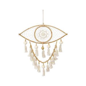 Decoración de Pared de Mimbre Hecha a Mano con Forma de Luna Creciente y Plumas, Estilo Bohemio, para Dormitorio Infantil o Cuarto de Bebé - Product Image 2