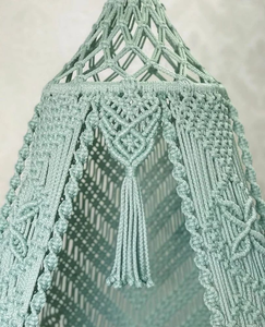Bohemia Macram Swing <b>Chair</b> Pista Green with Cotton Rope,Velvet Cushion and Iron Frame for Indoor Outdoor Home Décor Garden Jhula - Product Image 3