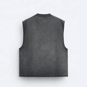 100% Cotton Pigment Wash <b>Tank</b> <b>Top</b> Custom Breathable Men's Sleeveless O-Neck <b>Tank</b> <b>Top</b> Regular Fit Solid Color - Product Image 2