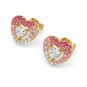 Boucles d'oreilles en forme de cœur plaquées or 18 carats avec zircon, bijoux romantiques pour femmes, cadeau - Product Image 2