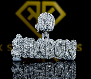 Pendentif Shabon Hip Hop pour Homme, Micro-Pavé Moissanite Qualité VVS, Alliage Plaqué Rhodium, Charme de Luxe, Collier Tendance, Bijou de Fête - Product Image 1