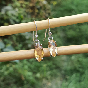 Boucles d'oreilles en argent sterling 925 faites à la main Citrine jaune forme de marquise pierre or perle approvisionnement en gros idée cadeau parfaite - Product Image 3