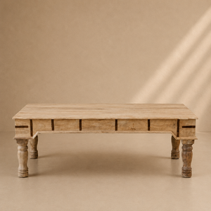 Mesa de Centro de Madera Vintage Hecha a Mano con Tira Metálica, Muebles Rústicos para Sala de Estar, Comedor y Dormitorio - Product Image 3