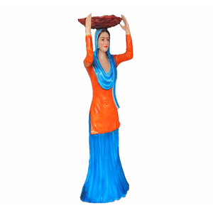 Estatua de dama Punjabi Entrada de fibra de boda Estatua de dama Estatuas de cultura Punjabi Venta al por mayor Configuración de Sangeet Estatua de precio de fábrica EE. UU. - Product Image 1