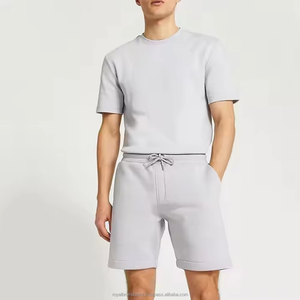 OEM Wholesale Customized Breathable <b>Men</b> Summer Sets Short Sleeve T-<b>Shirt</b> Shorts Gym Fitness Printed <b>Fleece</b> Polyester/Cotton - Product Image 2