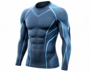 Haut de sport respirant à manches longues et col rond pour homme, anti-UV, en spandex écologique, séchage rapide, avec logo personnalisé imprimé sur le devant - Product Image 5