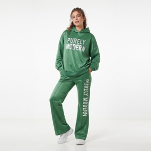 Conjunto Deportivo para Mujer, 100% Poliéster, Sudadera con Capucha Holgada de Corte Largo y Pantalones Acampanados - Product Image 6