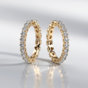 Premium 10K Solid Gold Eternity Hoop <b>Earrings</b> with Lab Grown Diamonds Luxury <b>Fine</b> Jewelry for Women OEM Manufacturing - Product Image 6