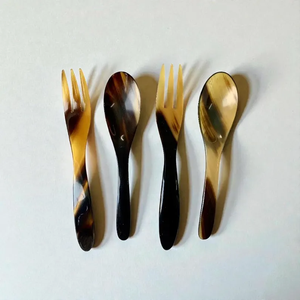 Juego de Cucharas de Lujo Hechas a Mano con Cuerno de Búfalo y Vaca Ecológico, con Soportes para Cucharas y Clips para Ollas, para Uso en Fiestas - Product Image 2