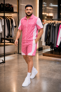 REXFIT SPORTS 2026 Custom Pink <b>White</b> Nylon Short Set Women’s <b>Zip</b>-<b>Up</b> Short Sleeve Jacket and Drawstring Shorts Sportswear - Product Image 4