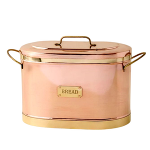 High-End Kitchenware Copper Breadbox with Tight Seal <b>Lid</b> Countertop Bakery Pastry Storage Organizer with Sturdy Side Handles - Product Image 1