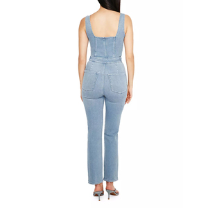 Combinaison streetwear une pièce pour femme, décontractée, coupe courte, en jean tricoté, imprimée, brodée, délavée, personnalisable - Product Image 3