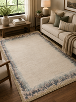 Ensemble de tapis modernes en laine tuftée à la main, motif abstrait bleu, rectangulaire, antidérapant, à poils moyens, avec envers en latex, nettoyage localisé, pour salon et chambre à coucher