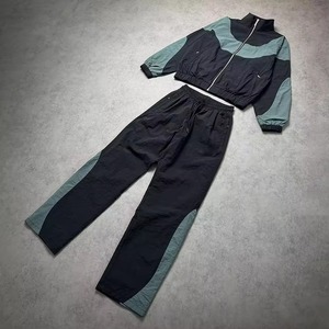 2 Piece Zipper Jacket and <b>Flared</b> <b>Trouser</b> 100% Nylon Reflector Lines New Design Oversized Windbreaker Tracksuit For <b>Men</b> - Product Image 3