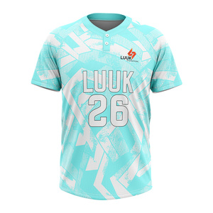 Maillot de baseball sublimé de haute qualité, 2 boutons, manches courtes, tenue d'équipe personnalisée, séchage rapide, maillot de sport - Product Image 4