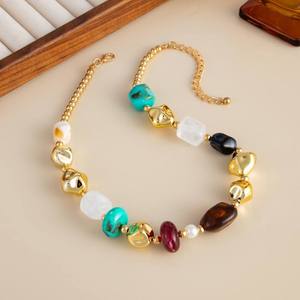 Collier de perles irrégulières en résine faites à la main, multicolores, bijoux de mode, artisanat moulé, pour femmes et filles - Meilleures ventes - Product Image 2
